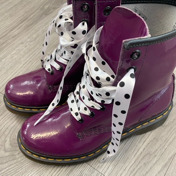 Dr. Martens Shoes - Dr Marten purple patent boots size 4